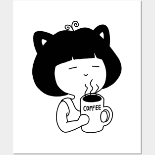 Cute Character „Coffe Lover“ | Kawaii Handmade Design | By Atelier Serakara Posters and Art